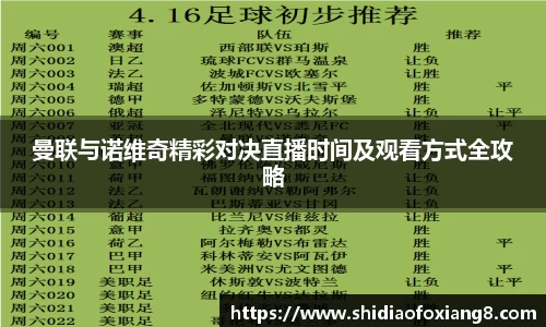 曼联与诺维奇精彩对决直播时间及观看方式全攻略